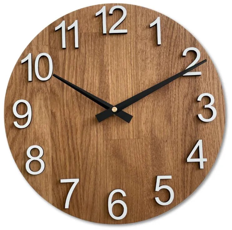 Dubové hodiny na stenu s veľkými číslicami I SENTOP MAS017-3072-black-hands