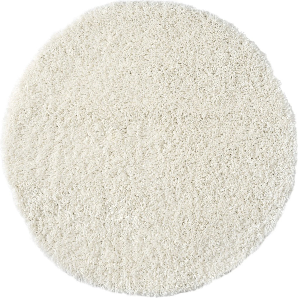 My Flair, Kusový koberec My Shaggy creme kruh, 100x100 (priemer) kruh, biela, chodba / predsieň