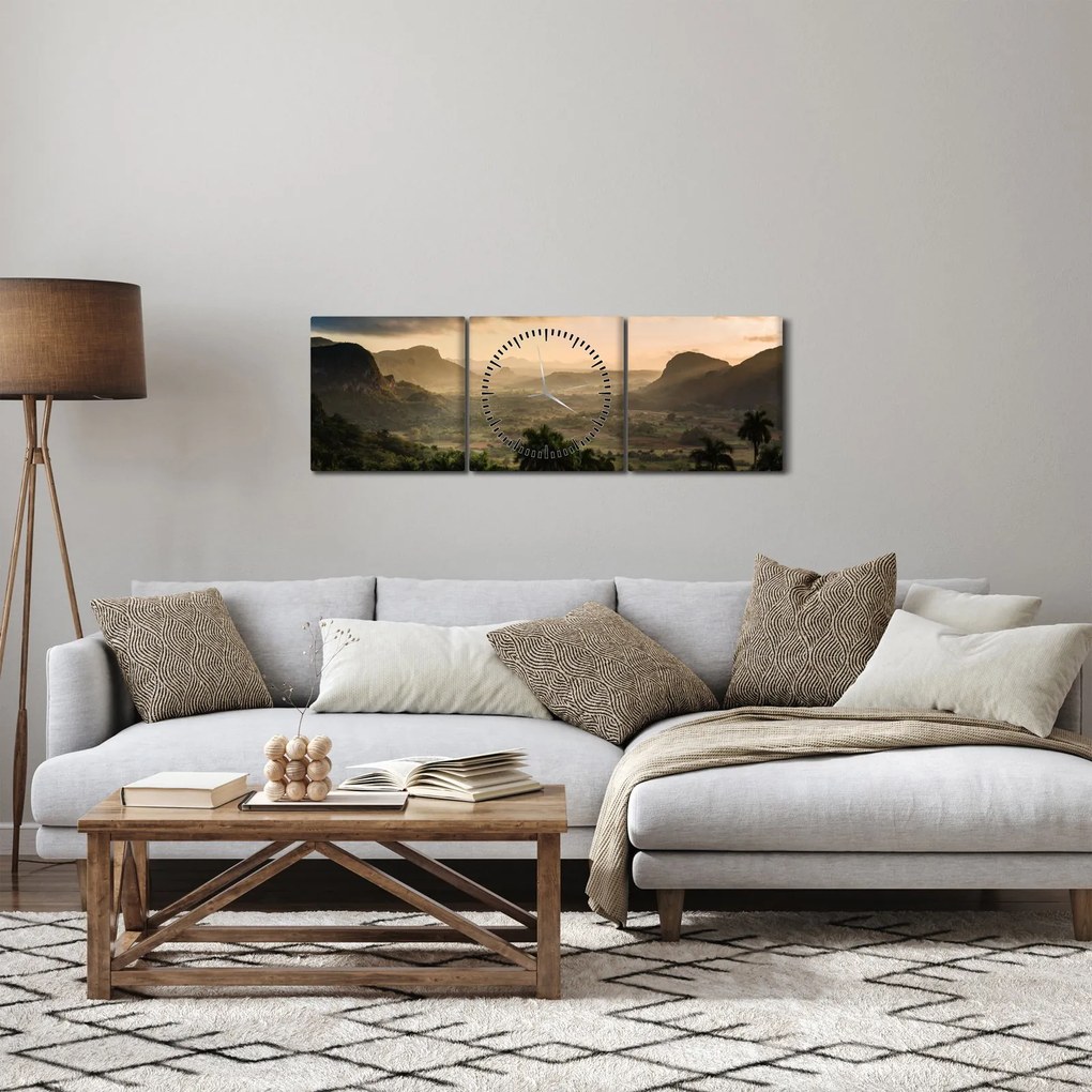 Obraz - Kubánske vrcholky (s hodinami) (90x30 cm)
