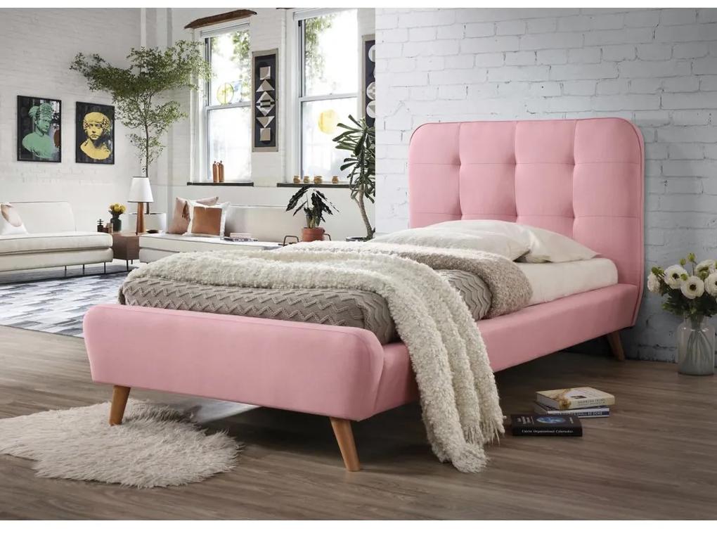 Ružová čalúnená postel TIFFANY 90 x 200 cm Matrac: Matrac COCO MAXI 23 cm