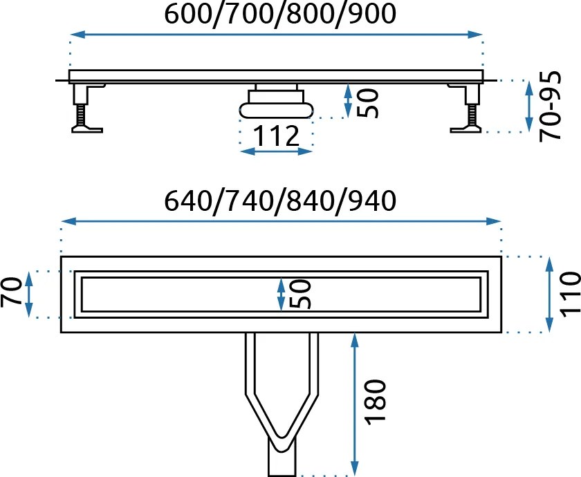Rea Neox Superflow, odtokový žľab 60cm, brúsená oceľ, REA-G2705
