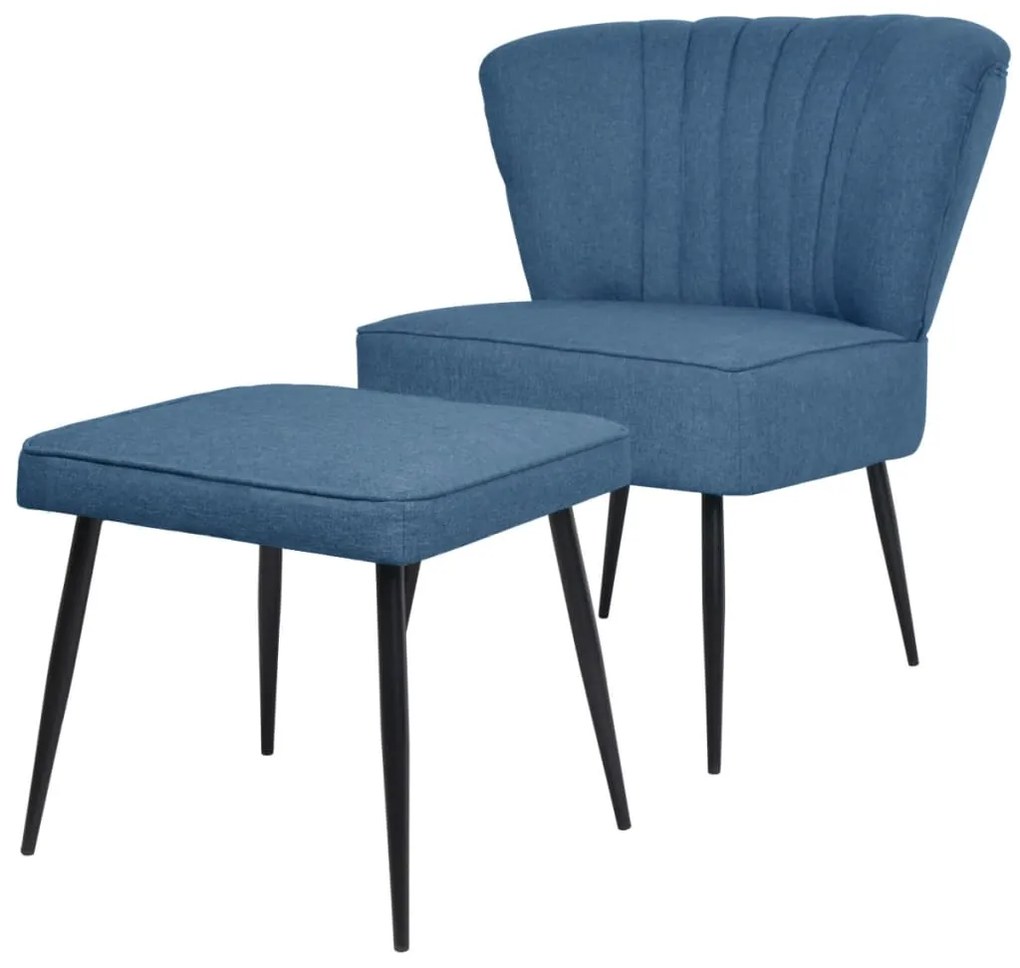 vidaXL Kokteilová stolička s podnožkou, modrá, látka