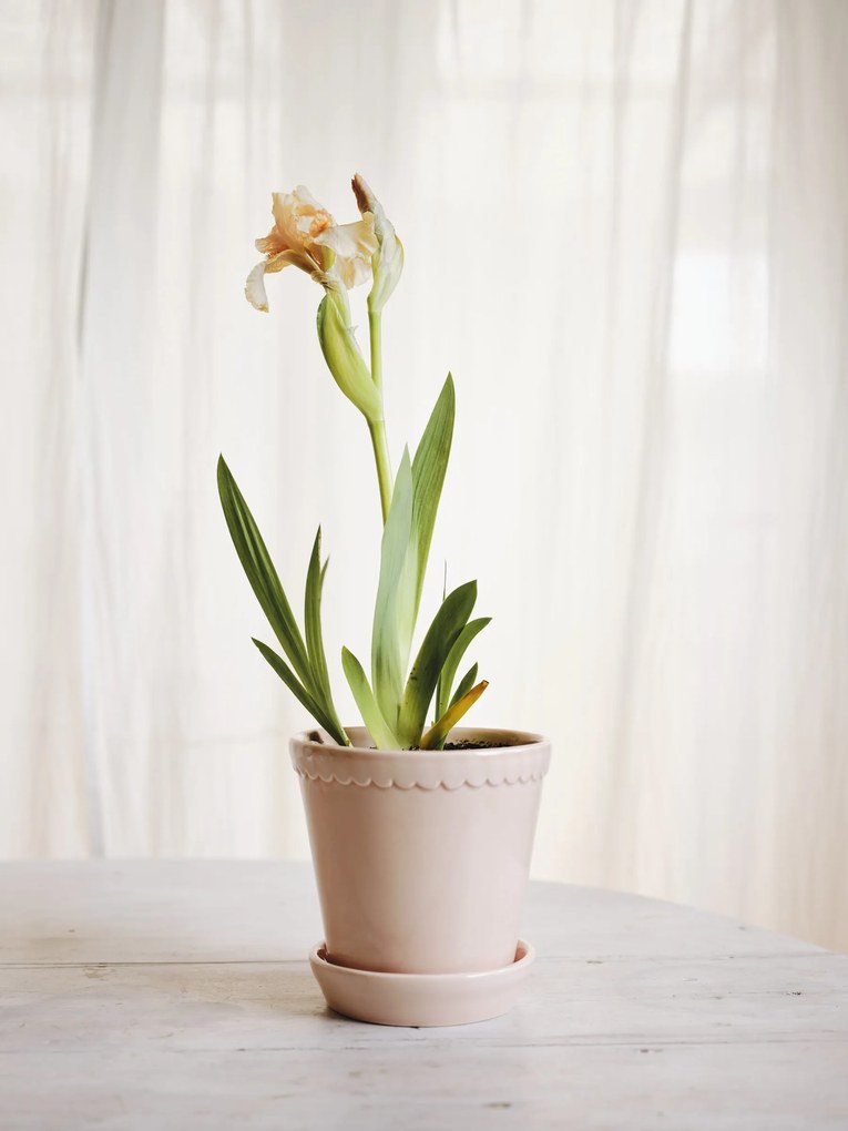 Malý kvetináč Helena s podstavcom s glazúrou 12 cm ružový