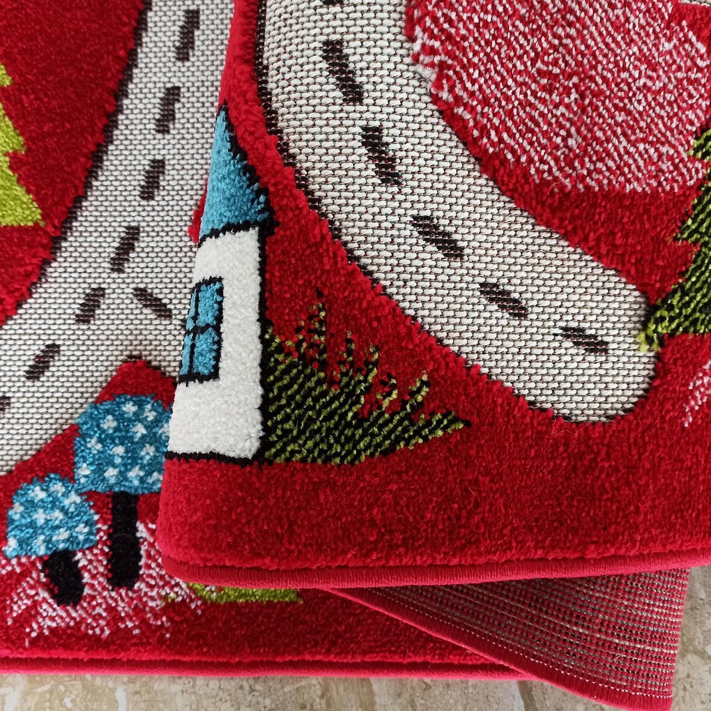 DY Farebný detský koberec 02 červený Rozmer: 100x150 cm