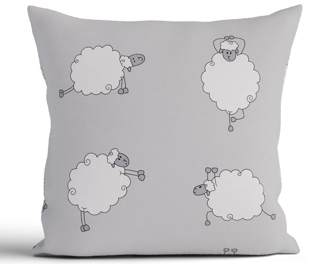 Bavlnená obliečka na vankúš Renforcé 40 × 40 cm - Ovečky Morning Yoga sivá