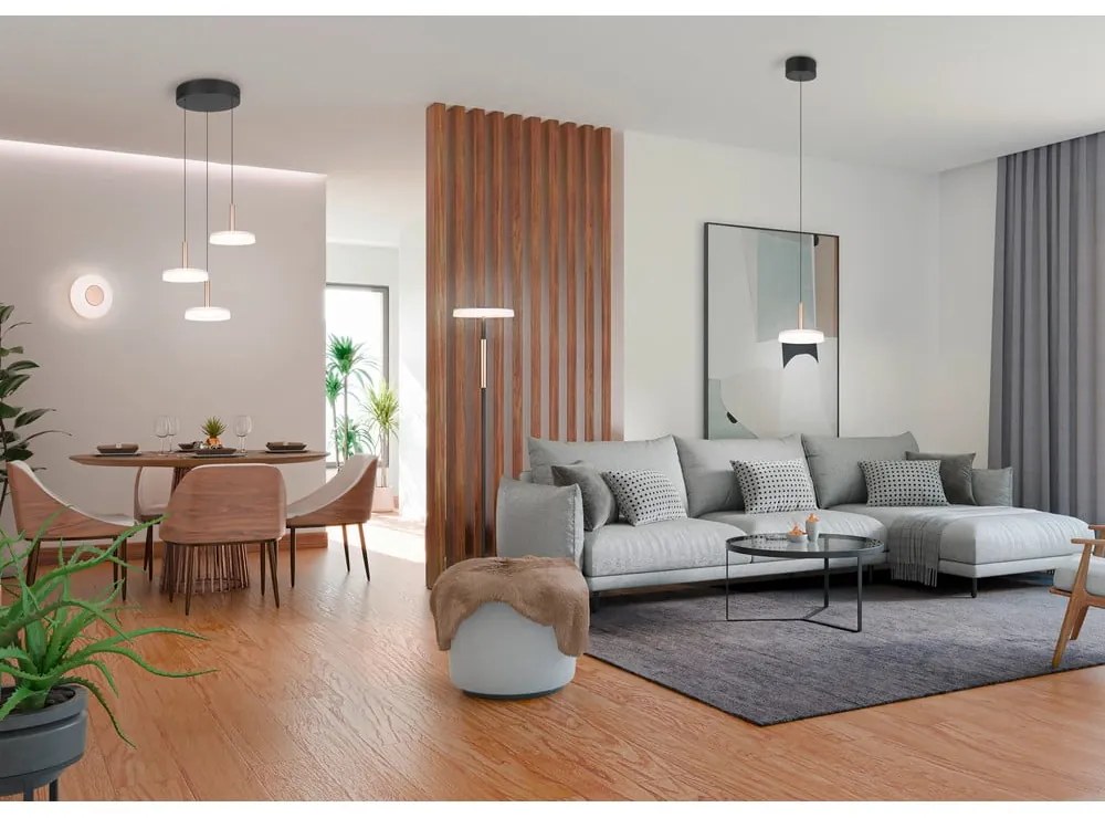 LED stmievateľné závesné svietidlo v čierno-bielo-zlatej farbe so skleneným tienidlom ø 35 cm Celeste – Trio