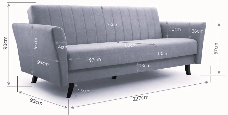 Pohovka LINEA 227 cm růžová