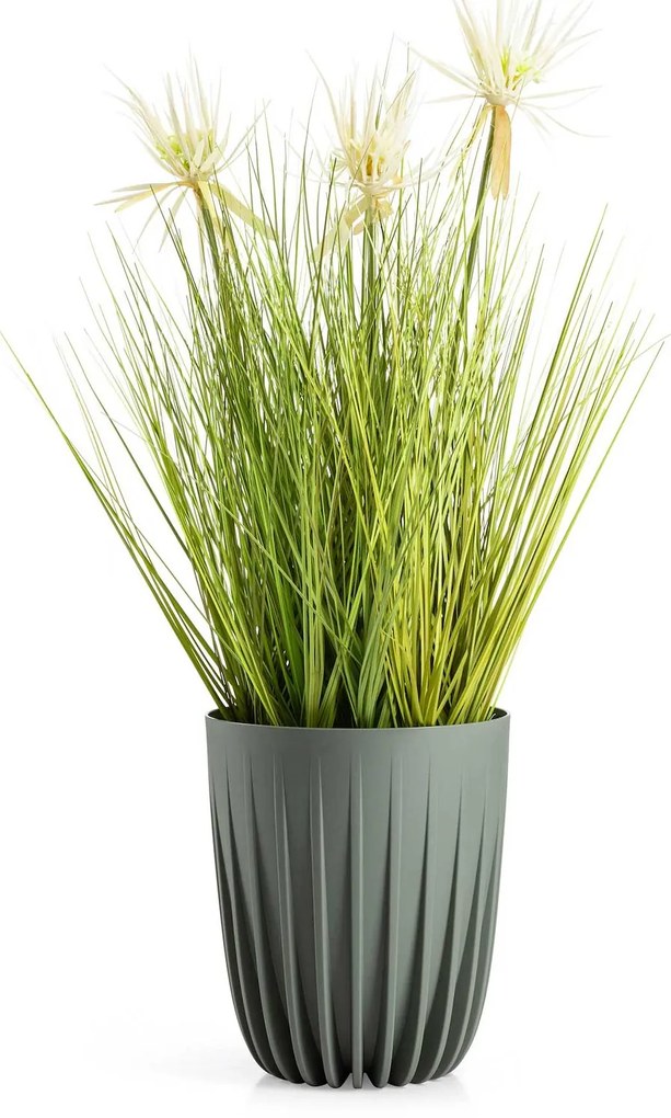 PLASTOVÝ KVETINÁČ STRIPPED 19X22,5 CM ZELENÁ