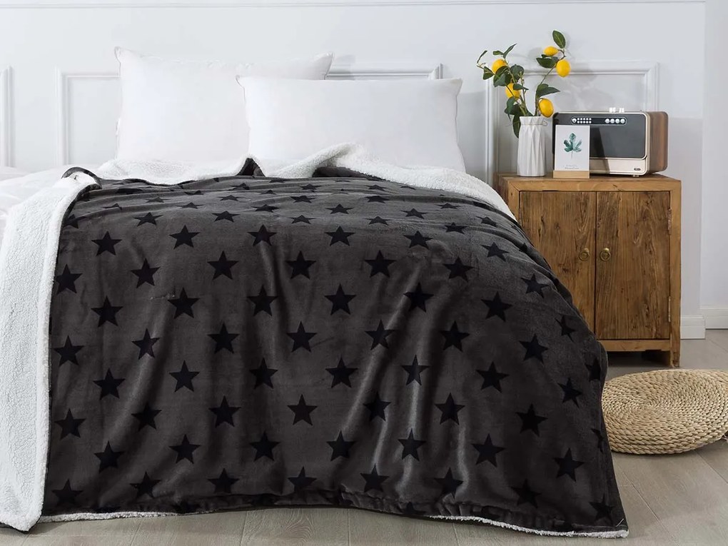 XPOSE® Mikroplyšová deka TARA s baránkom - sivá 200x220 cm