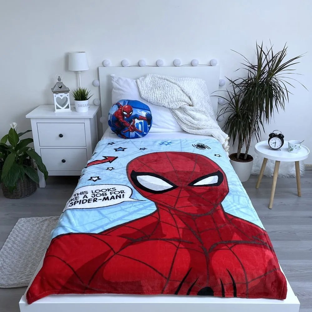 Červeno-modrá detská deka z mikroplyšu 100x150 cm Spiderman – Jerry Fabrics