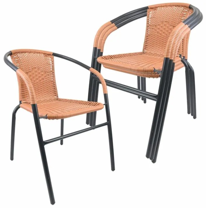 Sada záhradných stoličiek, stohovateľná, sivá/prírodná, 4 ks