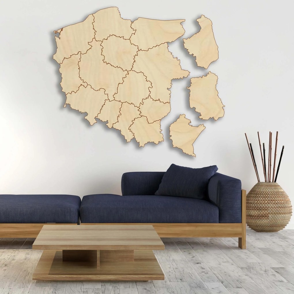 SENTOP | Drevená nástenná mapa Poľská republika - 16 dielikov | SENTOP M003