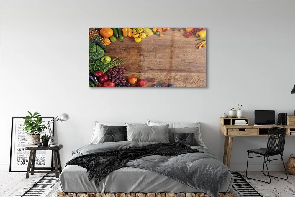Obraz plexi Board špargľa ananás jablko 140x70 cm