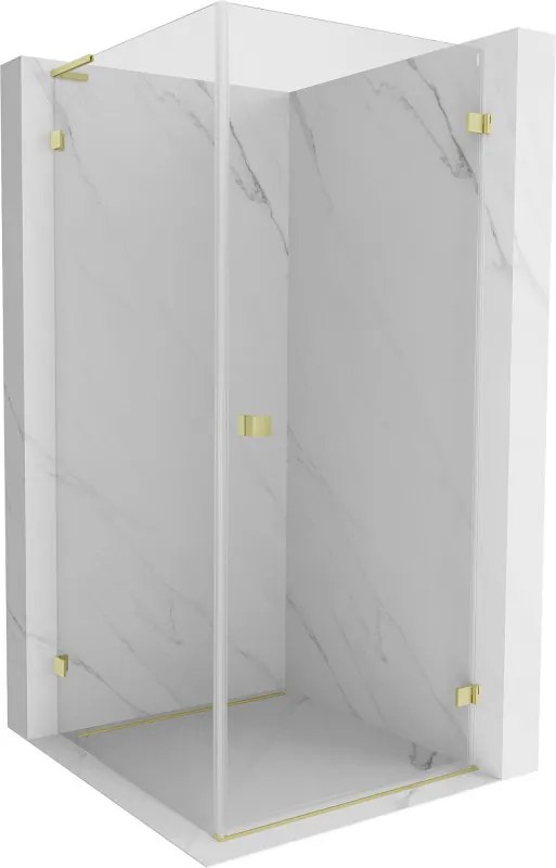 Mexen Lunar-B L, 1-krídlový sprchový kút, pravý, 70 x 70 cm, 8mm číre sklo, zlatý matný profil, 832L-070-070-55-00-P