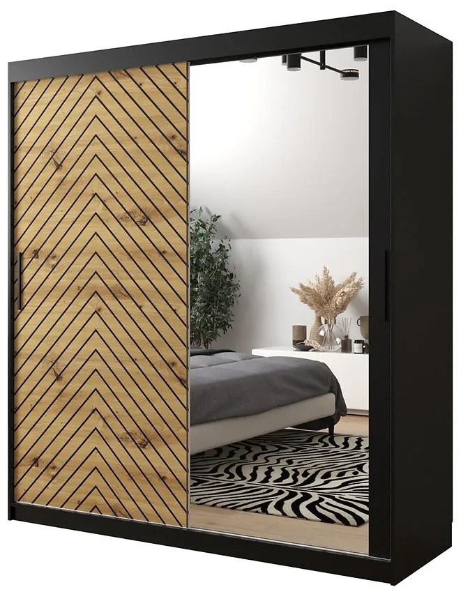 Skriňa Jodełka 2 180 čierna/dub Artisan/čierna