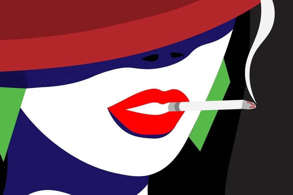 Obraz žena v klobúku v pop art štýle - 120x80