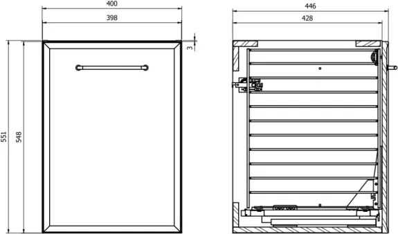 Cersanit S1022-010-Závesná kúpeľňová skrinka s košom na bielizeň MILLE 40x45 cm mintová