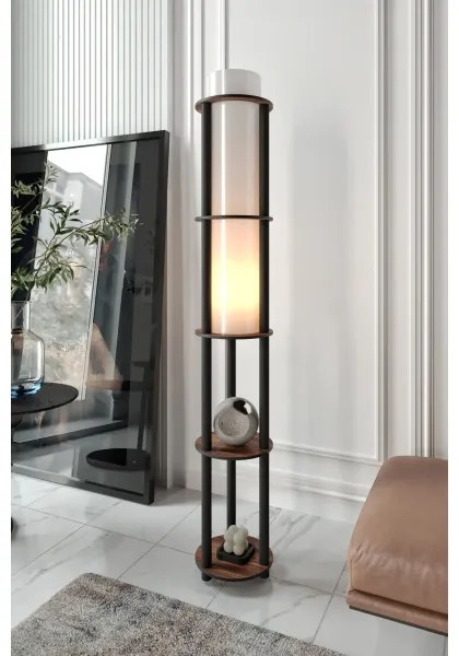 Stojacia lampa s poličkami NOTO 1xE27/40W/230V hnedá/čierna