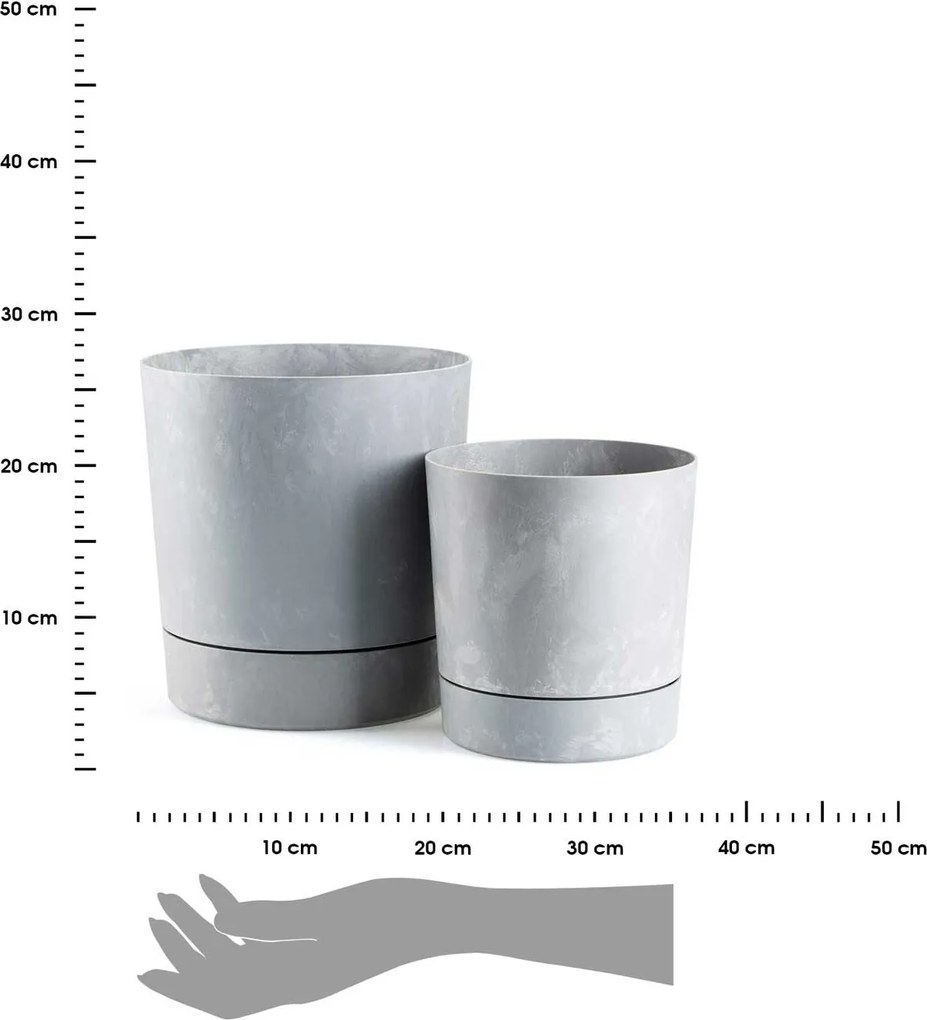 PLASTOVÝ KVETINÁČ AZALEA SADA 2KS 22,5X23,5 CM+17,5X18,5 CM IMITÁCIA BETÓNU SIVÁ