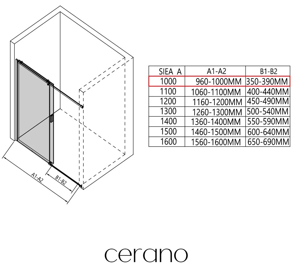 CERANO - Sprchovací kút Santoro Ľ/P - 8 mm - chróm, transparentné sklo - 100x70 cm - posuvný, CER-CER-8050BD7346