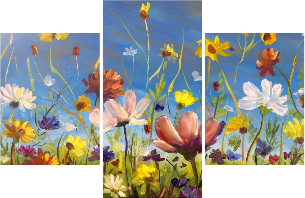 Maľovaný obraz rozkvitnutej lúky (90x60 cm)