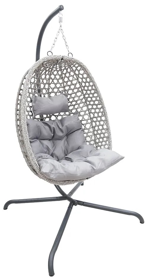 Závesné kreslo MOLINE s čiernym stojanom, sivé