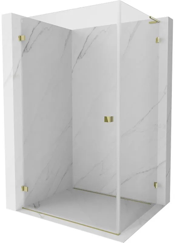 Mexen Lunar-B L, 1-krídlový sprchový kút, ľavý, 90 x 70 cm, 8mm číre sklo, zlatý lesklý profil, 832L-090-070-50-00-L