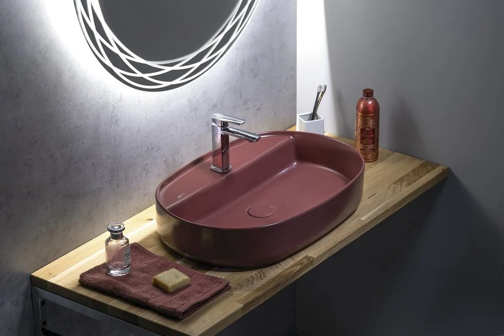 Isvea Isvea, INFINITY OVAL keramické umývadlo na dosku, 60x40 cm, matná Maroon Red, 10NF65060-2R