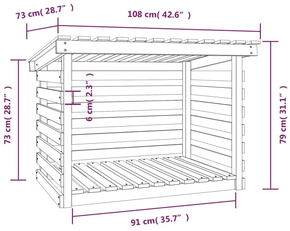 Stojan na palivové drevo biely 108x73x79 cm masívna borovica