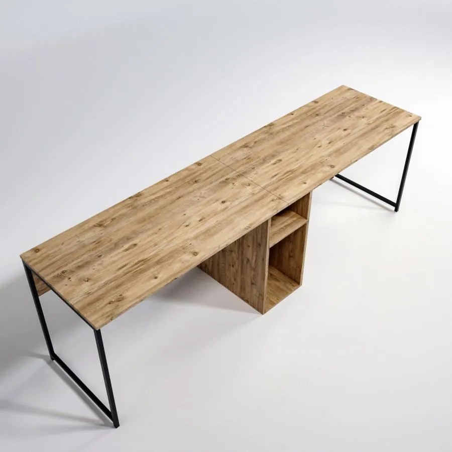 Hanah Home - Dizajnový pracovný dvojstôl IKILI 240 cm, MDF, dubová dýha