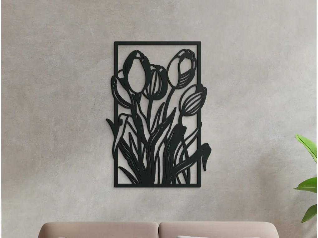drevko Drevený obraz Tulipány Rozmer obrazu: 44,5 x 32 cm, Farba dekorácie: Čierna
