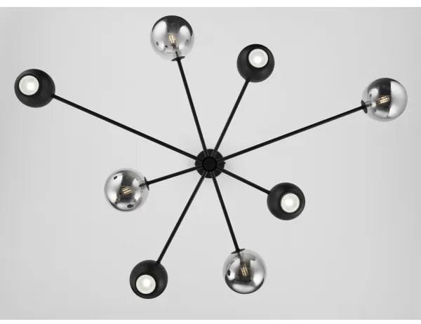 Jupiter 1975 - Luster na tyči MOKA 4xGU10/10W/230V + 4xG9/10W/230V čierna/chróm