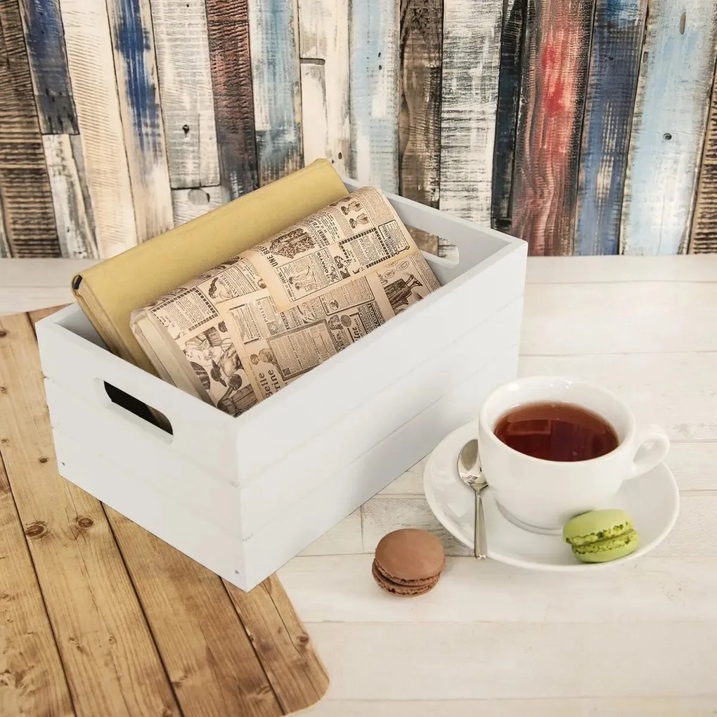 Orion Drevená debnička, biela, 26 x 16 x 11 cm, S