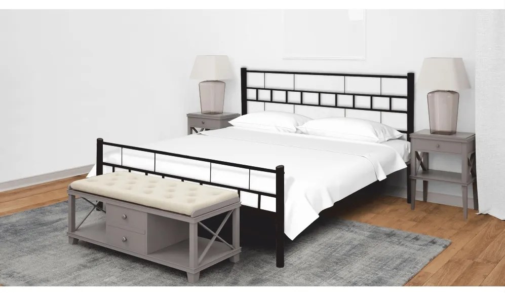 Kovová manželská posteľ s roštom Tajgi 180x200 cm - čierna