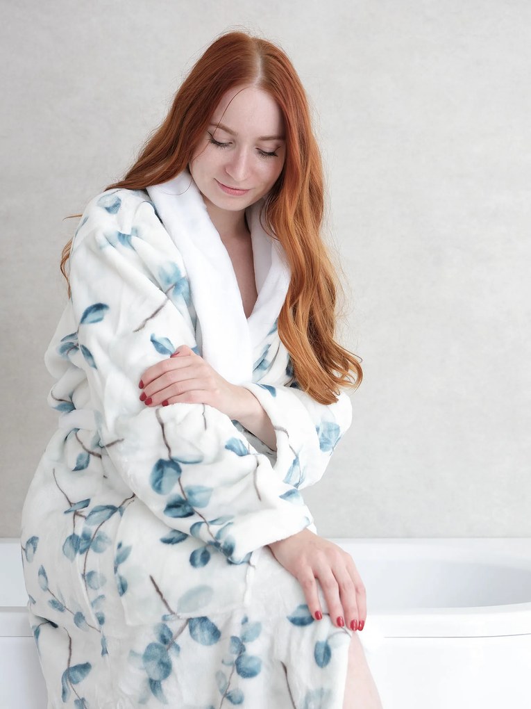 Mikroplyšový župan Ema - Eukalyptus veľkosť M