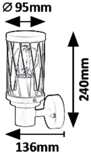 Rabalux 8888 - Vonkajšie nástenné svietidlo BUDAPEST 1xE27/40W/230V IP44