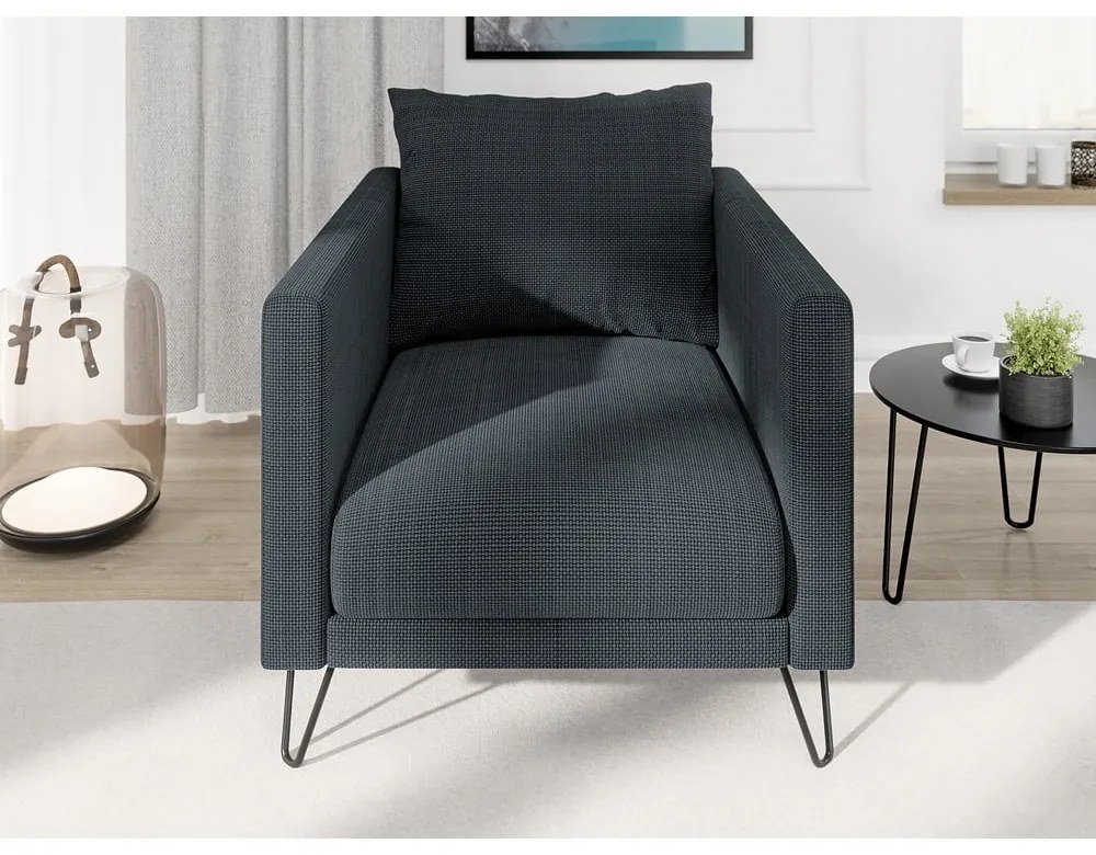 Tmavosivé ženilkové kreslo Freya – Ropez