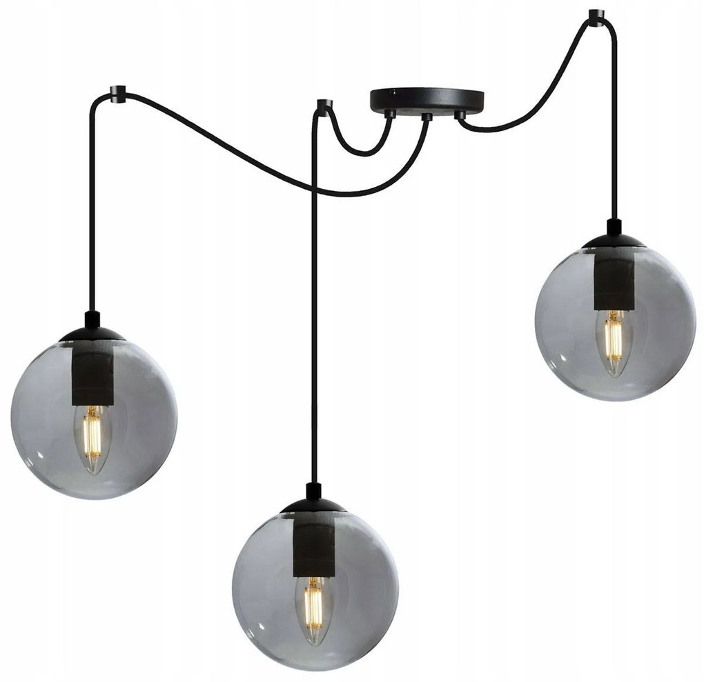 Závesné svietidlo Paris Spider, 3x sklenené tienidlo (mix 3 farieb)