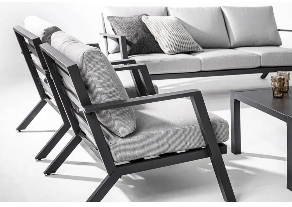 Sivý hliníkový záhradný lounge set pre 4 Harley – Bizzotto