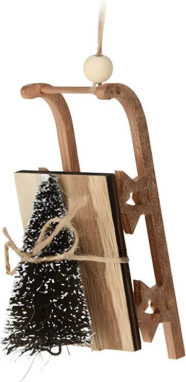 Vianočné závesné sánky so stromčekom 11 cm