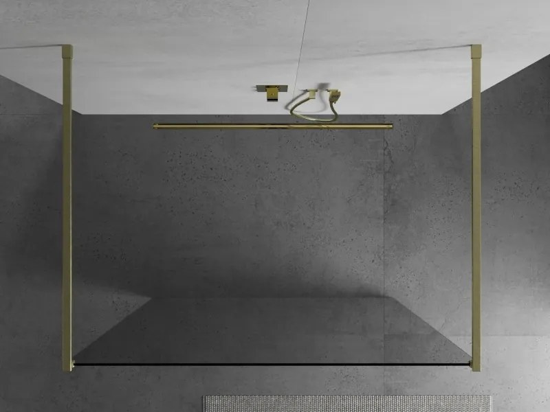 Mexen Kioto, sprchová zástena Walk-In 120 x 200 cm, 8mm číre sklo, zlatý matný profil, 800-120-002-55-00