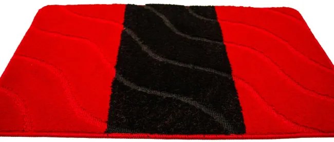 Sada kúpeľňových koberčekov FIORI červená / čierna, pruhy