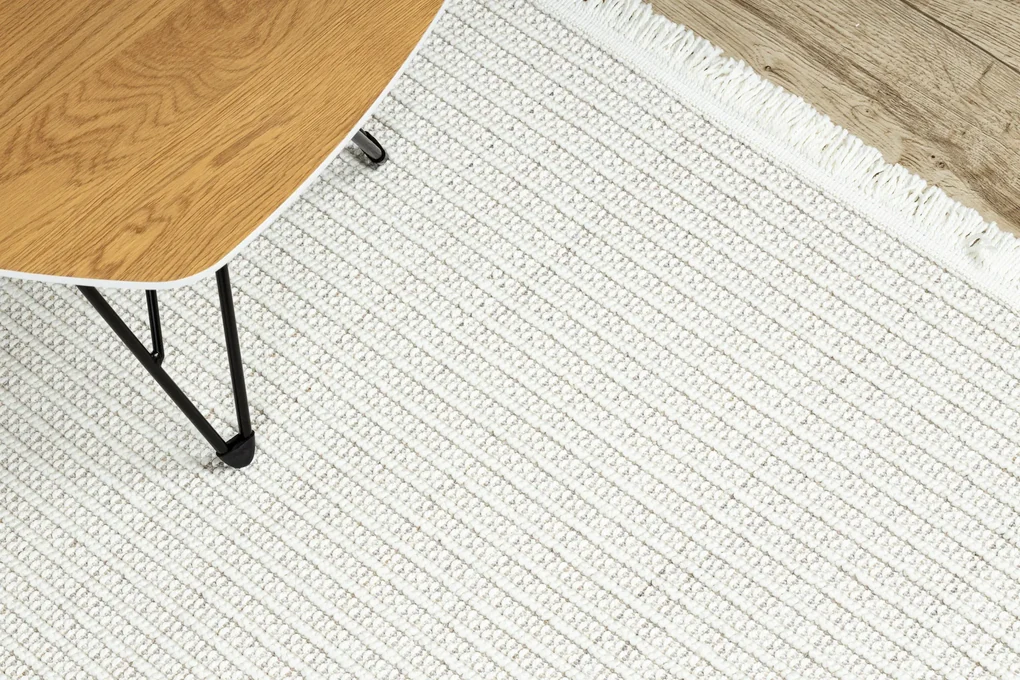Koberce NANO FH72A Melanž, plocho tkaný, slučkový, bielo-sivý
