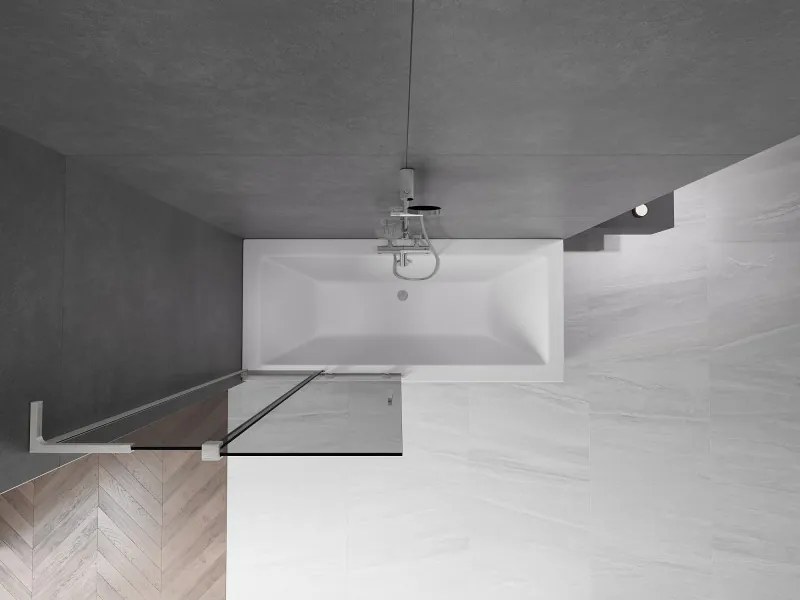 Mexen Velar L, 2-krídlová posuvná vaňová zástena 95 x 150 cm, 8mm šedé sklo, brúsená oceľ, 896-095-003-41-97