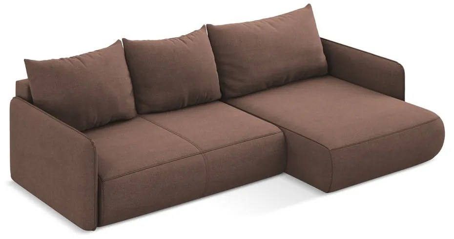 Ružová rozkladacia/s úložným priestorom rohová pohovka (pravý roh) Nanea – Makamii