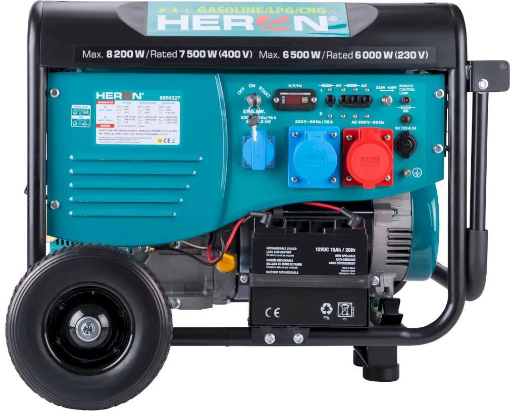 HERON Elektrocentrála benzínová a plynová s diaľkovým ovládaním, 3F, 8,2kW, 17HP 8896327