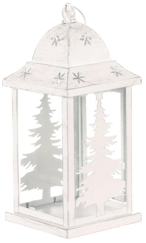 Lampáš kovový Ihličnan, biely, 31 cm