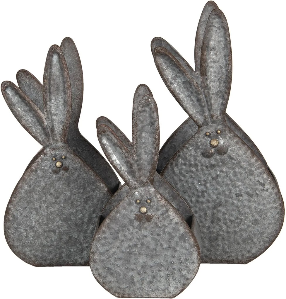 Kovové dekoračné stojančeky v tvare zajaca (3 ks) - 21 * 17 * 40/18 * 14 * 35/15 * 11 * 29 cm