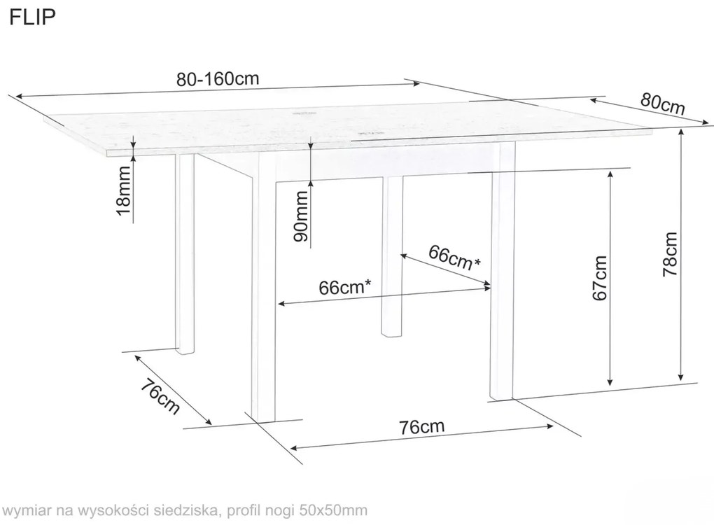 Rozkladací jedálenský stôl FLIP 80(160)X80 cm, dub Cremona Torro/kašmír