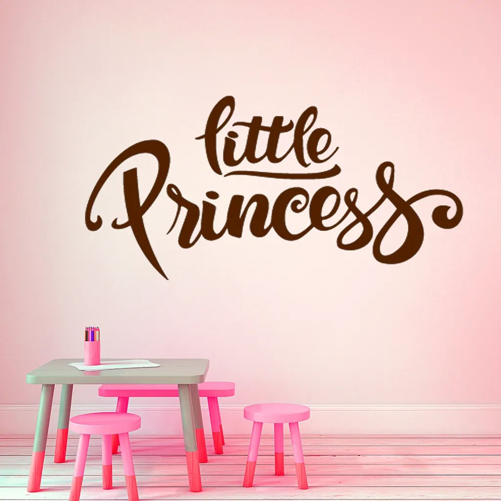 Veselá Stena Samolepka Nápis Little princess Farba: oranžová, Veľkosť: 40 x 22 cm